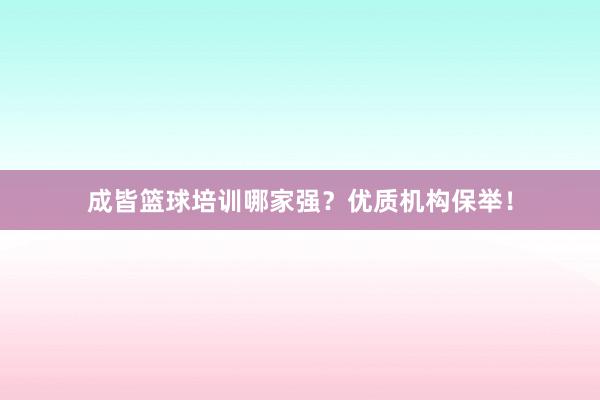 成皆篮球培训哪家强？优质机构保举！